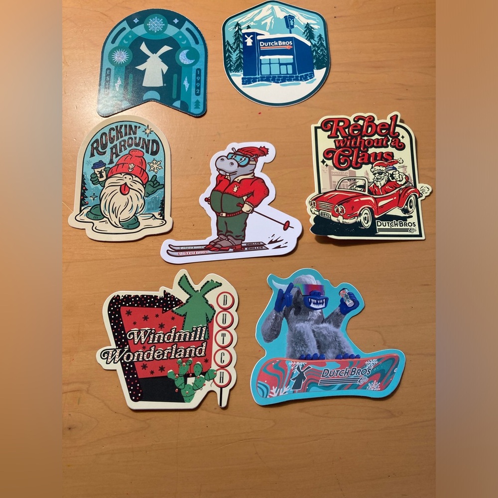 Lot of 12 Rare Hard to find Arizona Diamondbacks Dutch Bros Stickers, Christmas